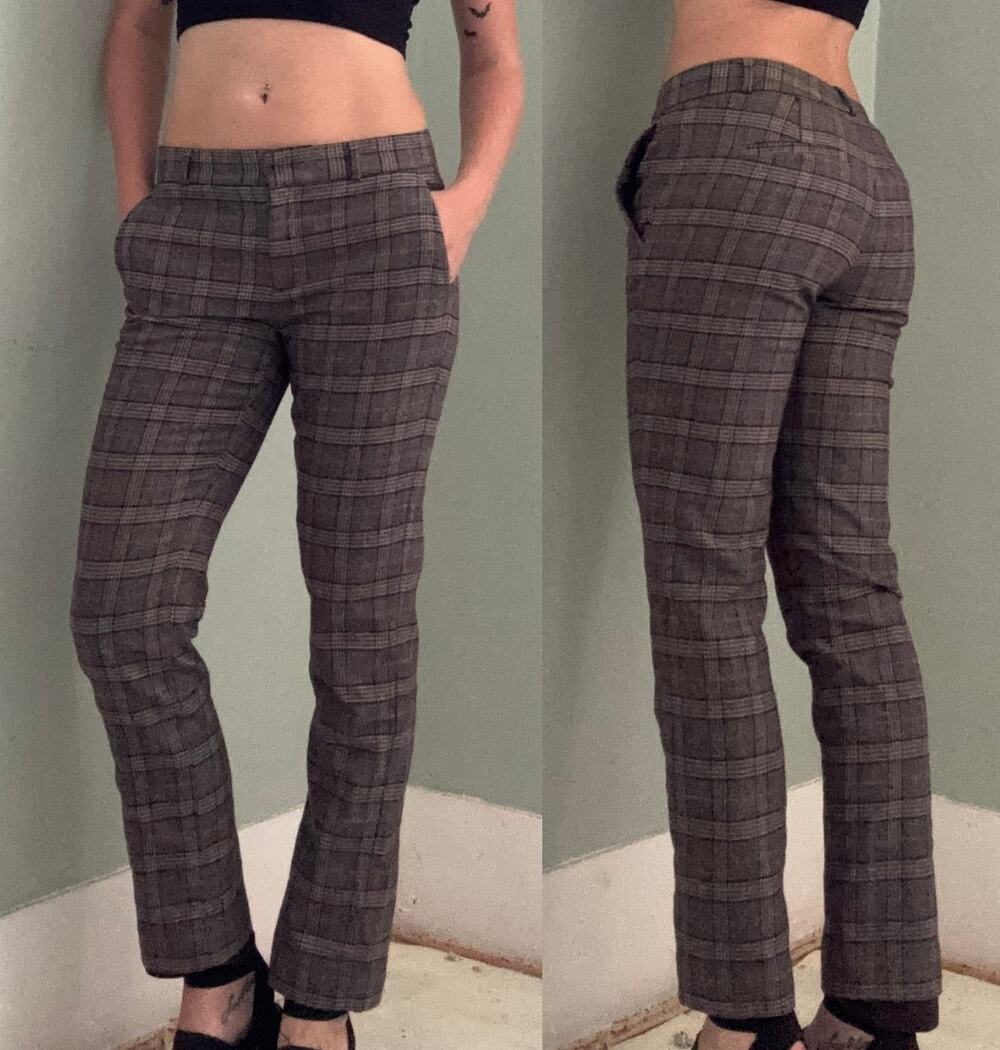 Banana Republic Ryan Stretch Twill Pant Brown Plaid Size 4 Trousers Office Siren